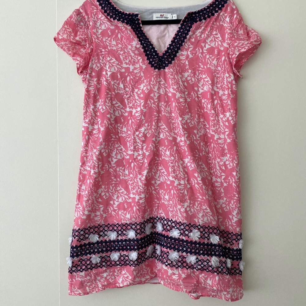 VINEYARD VINES SHIFT PINK, WHITE AND NAVY DRESS
